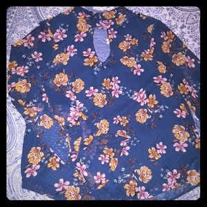 Lily White Floral Print Long Sleeved Blouse